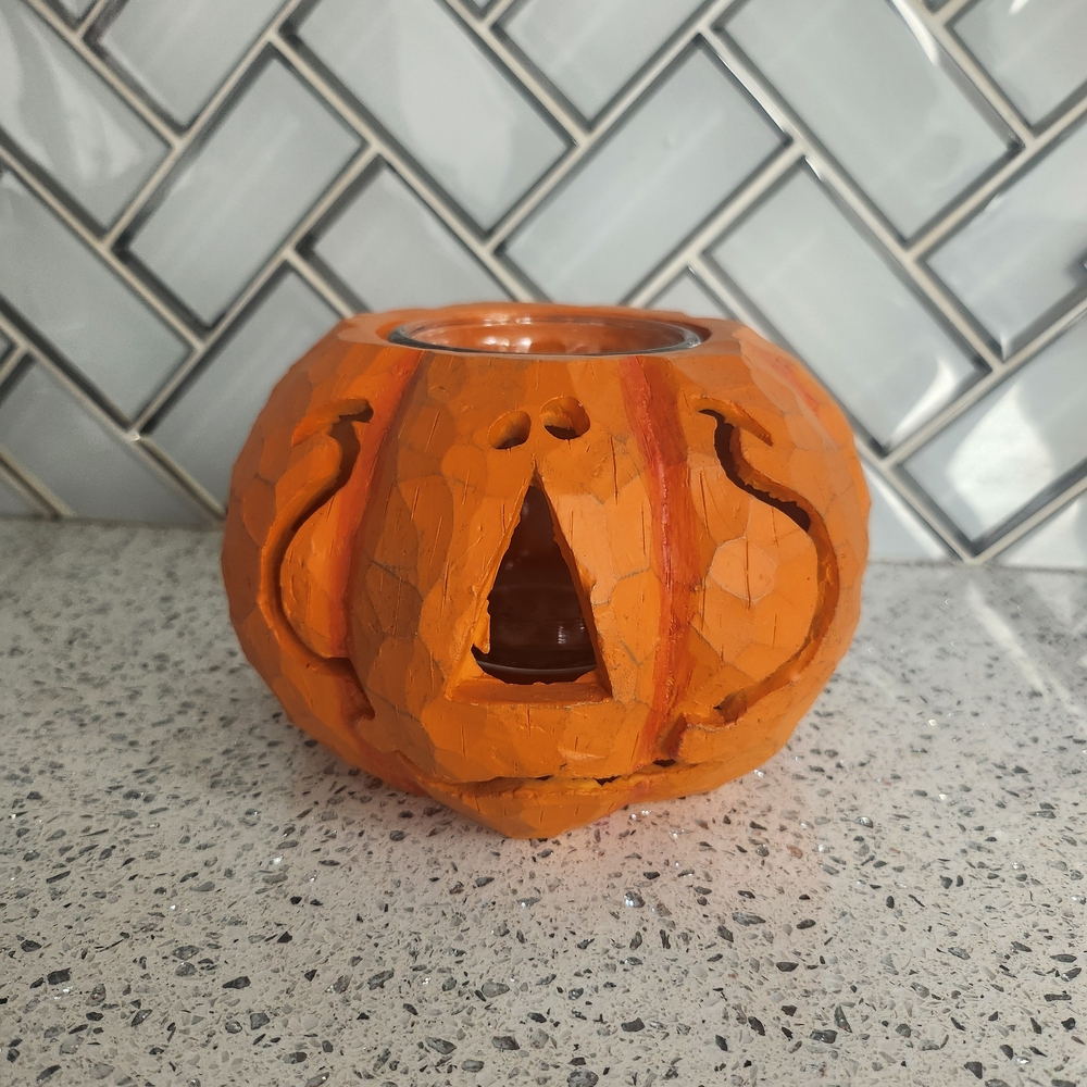 Orange Pumpkin Candle Holder